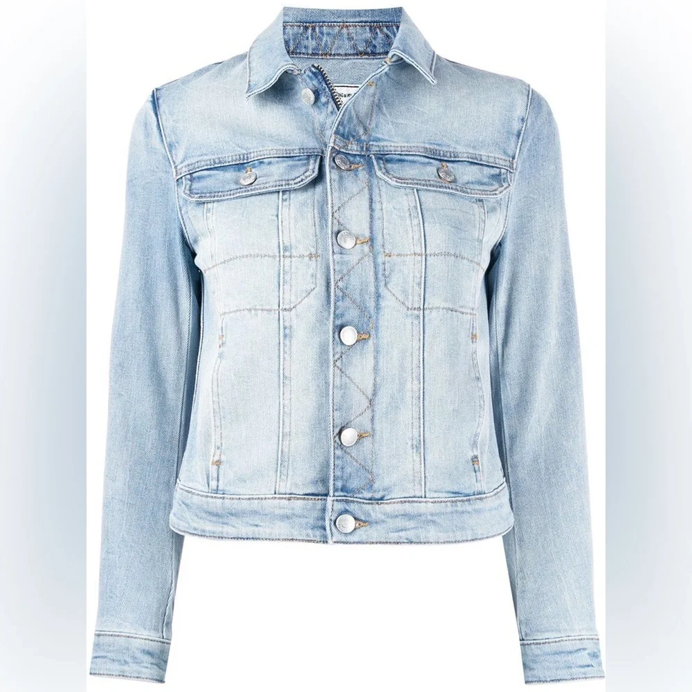 Nwt ZADIG & VOLTAIRE Skull Embellished Denim Jacket - Picture 3 of 9